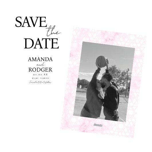 Invitation Faire part de date moderne rose noir blanc