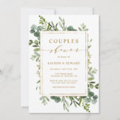Invitation Faire part de douche de couple de verdure dorée bo (Devant)