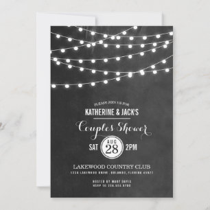 Invitation Faire part de douche de couples avec guirlandes de