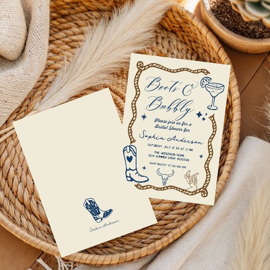 Invitation Faire part de douche de mariée rustique à bottes d