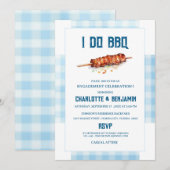 Invitation Faire part de fête de fiançailles Rustic Blue Ging (Devant / Derrière)