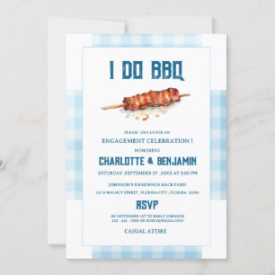 Invitation Faire part de fête de fiançailles Rustic Blue Ging