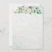 Invitation Faire part de fiançailles floral aquarelle vert et (Dos)