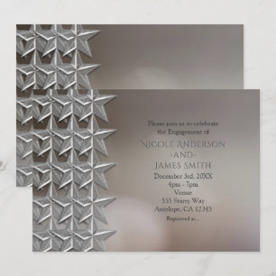 Invitation Faire part de fiançailles légers Bokeh Silver Star