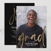 Invitation Faire-part de graduation brillante (Devant / Derrière)