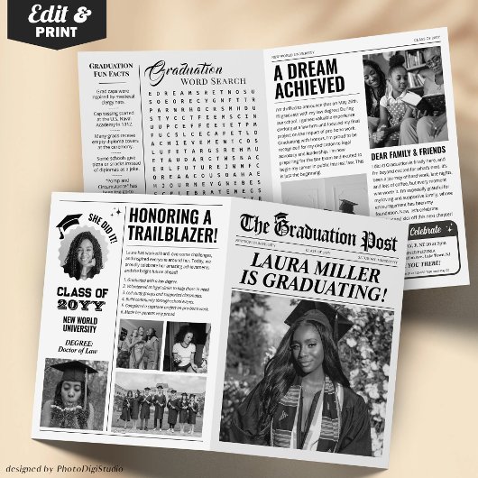 Invitation Faire-part de journal de graduation mod