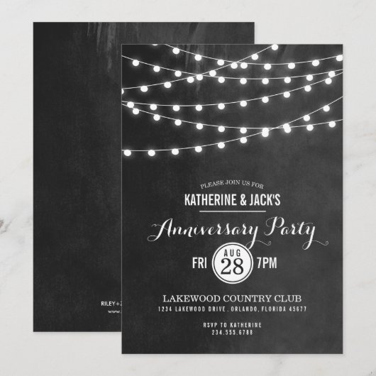 Invitation Faire part de l'anniversaire de mariage des lumièr (Devant / Derrière)