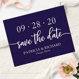 Invitation Faire part de mariage à calligraphie bleu marine