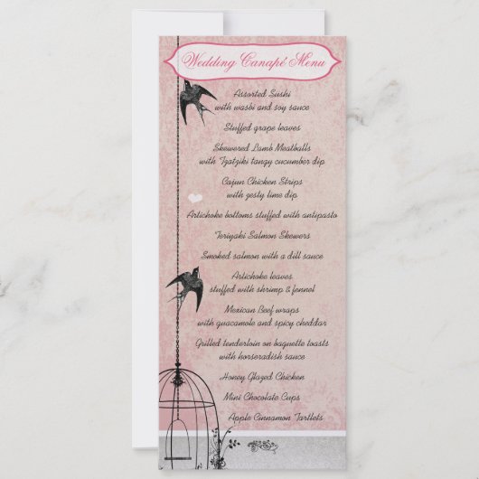 Invitation Faire part de mariage à la cage à oiseaux en rose  (Devant)