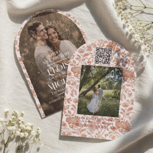 Invitation Faire part de mariage à la photo d'arche en toile