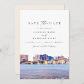 Invitation Faire part de mariage à l'aquarelle de la skyline  (Devant / Derrière)