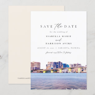 Invitation Faire part de mariage à l'aquarelle de la skyline