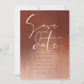 Invitation Faire part de mariage à l'aquarelle orange brûlé (Devant)