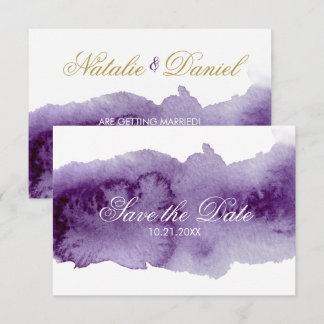 Invitation Faire part de mariage à l'aquarelle Violet Ultra