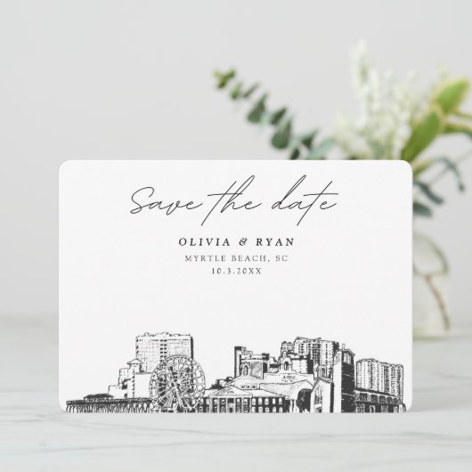 Invitation Faire part de mariage à Myrtle Beach avec vue sur (Debout devant)