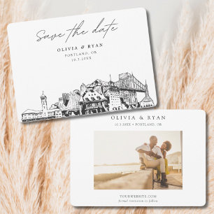 Invitation Faire part de mariage à Portland avec croquis de l