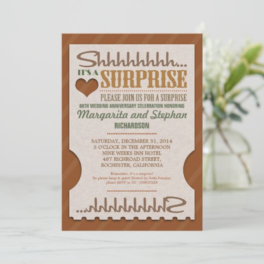 Invitation faire part de mariage anniversaire surprise beaux (Debout devant)