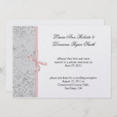 Invitation Faire part de mariage après-cérémonie rose gris bl (Devant / Derrière)