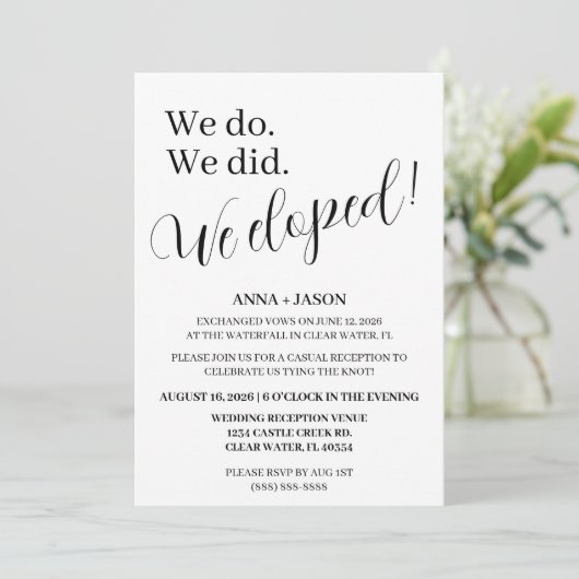 Invitation faire part de mariage après un mariage en fuite (Debout devant)