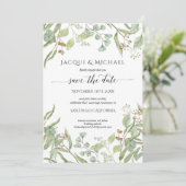 Invitation Faire part de mariage aquarelle Eucalyptus verdure (Debout devant)