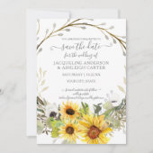 Invitation Faire part de mariage aquarelle Fleur de Soleil Ru (Devant)