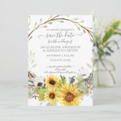Invitation Faire part de mariage aquarelle fleuri Soleil rust (Debout devant)