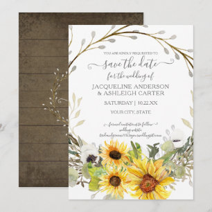 Invitation Faire part de mariage aquarelle fleuri soleil rust