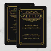 Invitation Faire part de mariage ART DÉCO GATSBY SAVE THE DAT (Devant / Derrière)