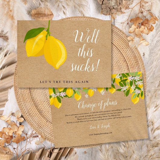 Invitation Faire part de mariage aux citrons rustiques report