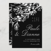 Invitation Faire part de mariage aux feuilles botaniques dess (Devant / Derrière)