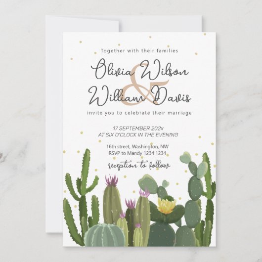 Invitation Faire part de mariage Cactus Greenery (Devant)
