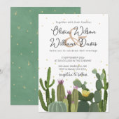 Invitation Faire part de mariage Cactus Greenery (Devant / Derrière)
