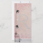 Invitation Faire part de mariage Cage à oiseaux en damas rose (Dos)