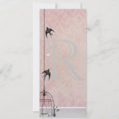 Invitation Faire part de mariage Cage à oiseaux rose damassé  (Dos)