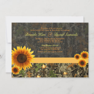 Invitation Faire part de mariage Camo Sunflowers