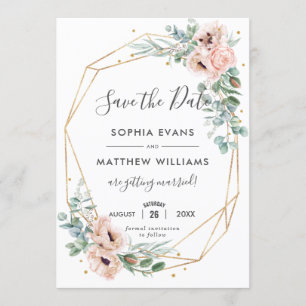 Invitation Faire part de mariage champêtre rose floral eucaly