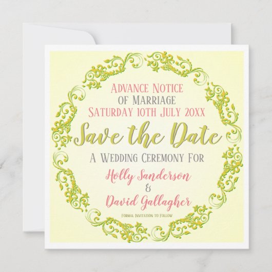 Invitation Faire part de mariage circulaire pour sauvegarder  (Devant)