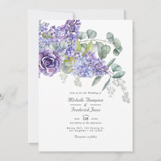 Invitation Faire part de mariage code QR RSVP Eucalyptus Succ (Devant)