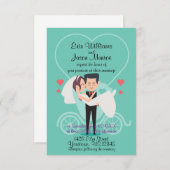 Invitation Faire part de mariage cœur calèche des mariés (Devant / Derrière)