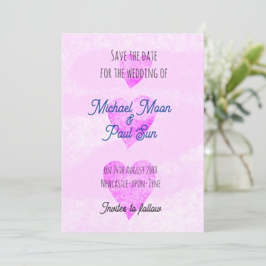 Invitation Faire part de mariage contemporain pour réserver l (Debout devant)