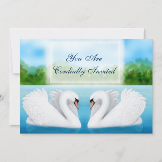 Invitation Faire part de mariage cygnes amoureux (Devant)
