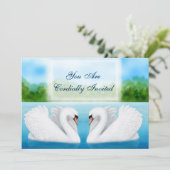 Invitation Faire part de mariage cygnes amoureux (Debout devant)