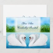 Invitation Faire part de mariage cygnes amoureux (Devant / Derrière)