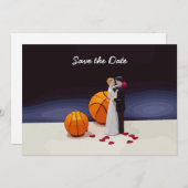 Invitation Faire part de mariage de basket-ball avec les mari (Devant / Derrière)