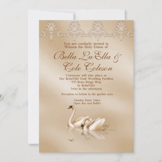 Invitation Faire-part de mariage de cygne (Devant)