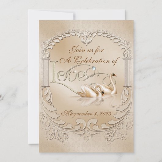 Invitation Faire-part de mariage de cygne (Dos)