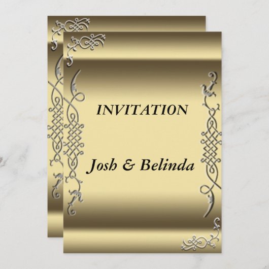 Invitation Faire-part de mariage d'or (Devant / Derrière)