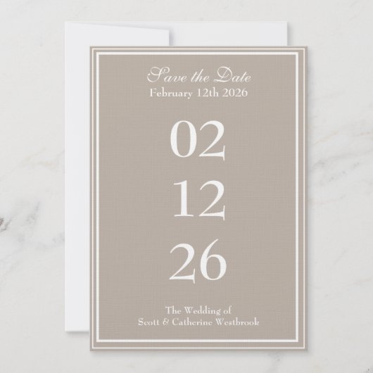 Invitation Faire part de mariage élégant avec date à retenir (Devant)