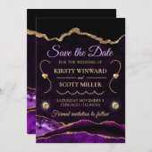 Invitation Faire part de mariage en agate et marbre à paillet (Devant / Derrière)