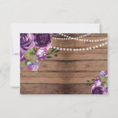 Invitation Faire part de mariage en bois avec fleurs violette (Dos)